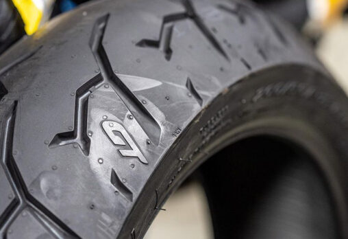 a close up photo of a motorcycle tyre