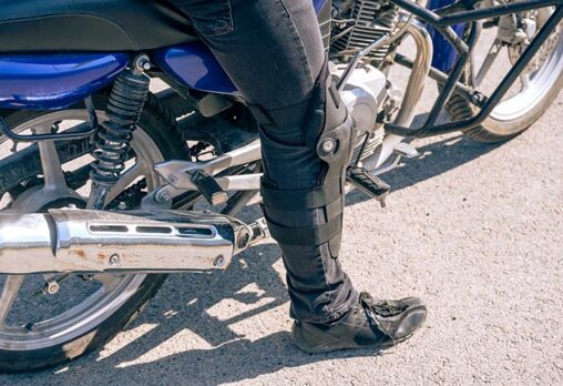 a close up of knee pads for motorbike riders